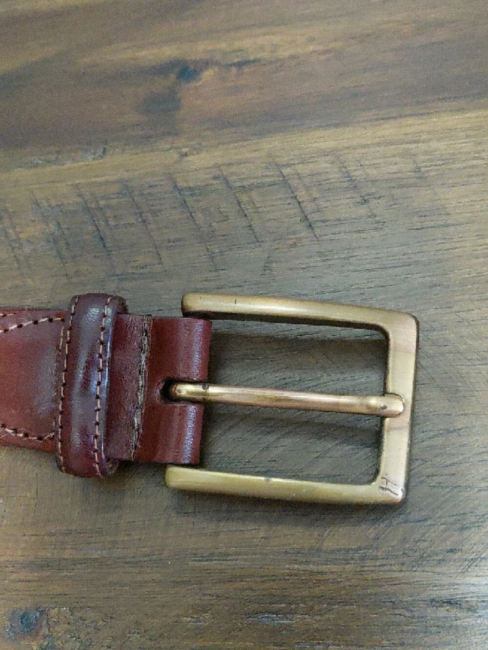 Johnston & Murphy Brown Leather Belt with Brass Buckle Sz 40